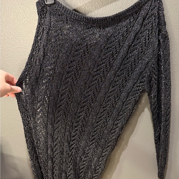 Anthropologie Black Lace One-Shoulder Dress - Picture 7 of 7